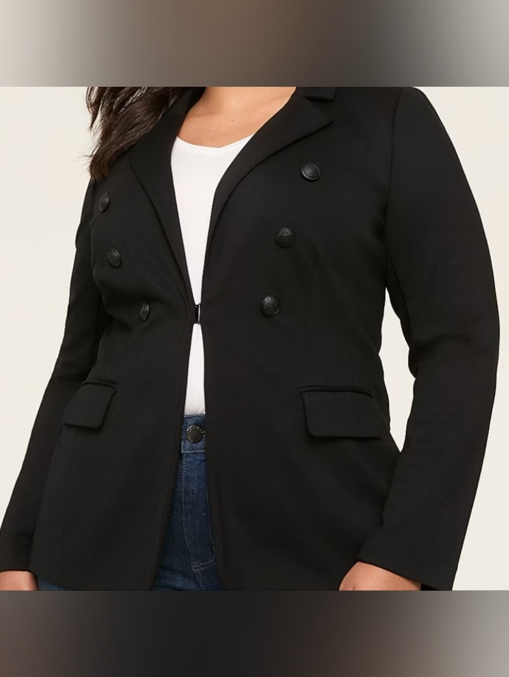 Lane Bryant The Bryant Blazer - Women's Black Double Breasted Style 24P Jacket